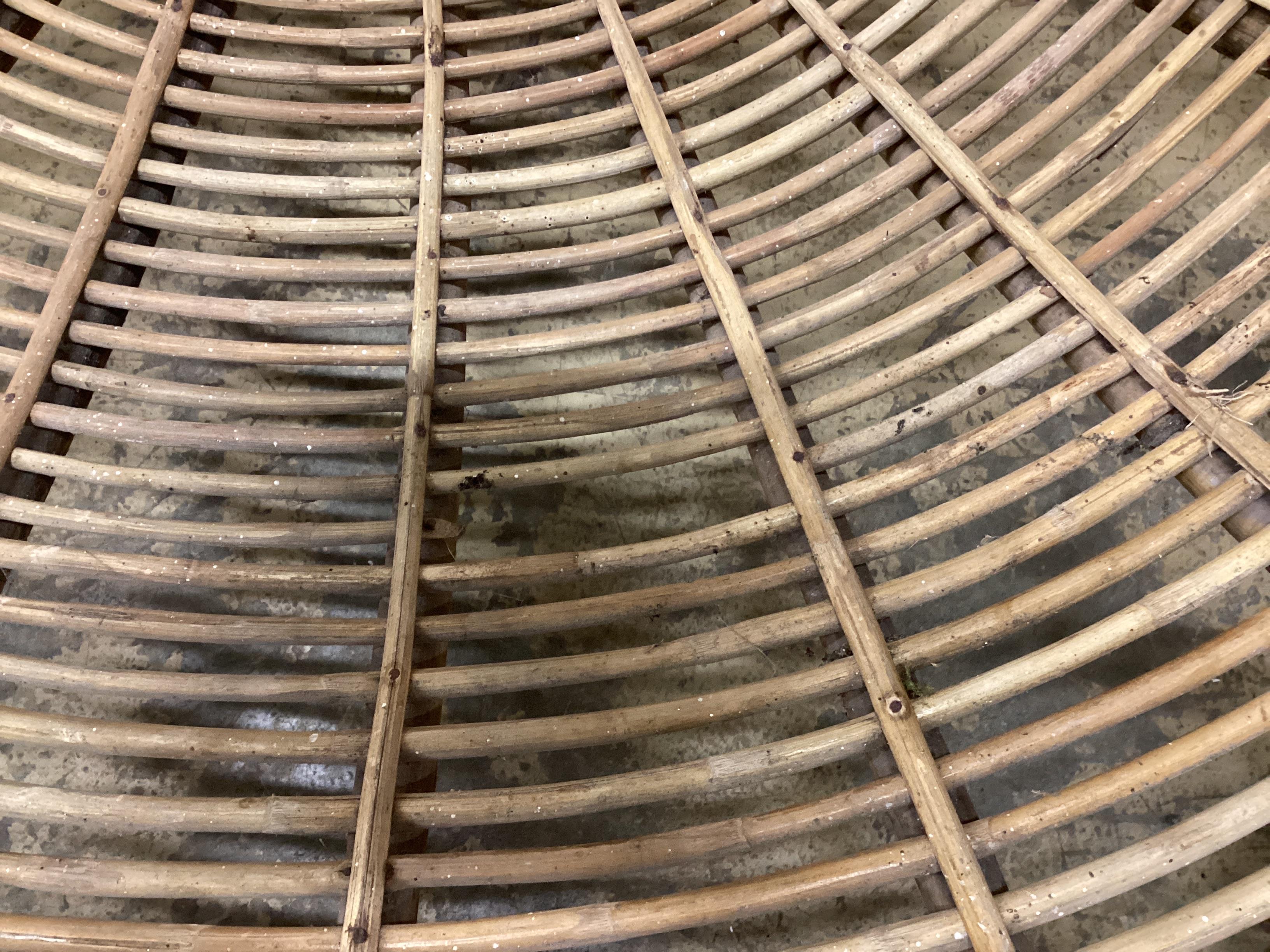 A large vintage bamboo circular daybed, diameter 200cm, height 110cm